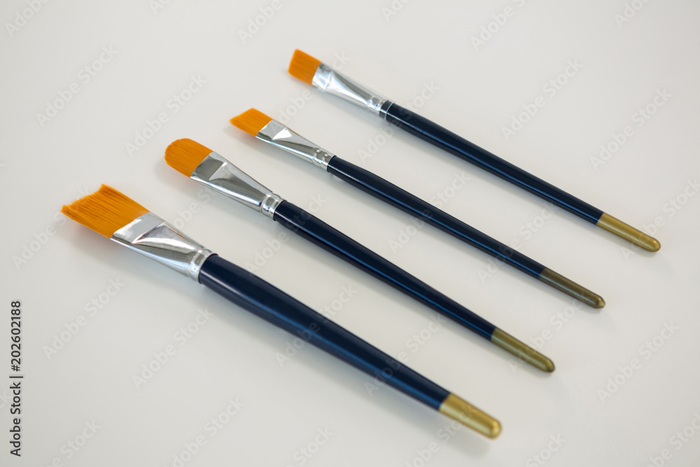 Various paintbrushes arranged in a row Various paintbrushes arranged in a row