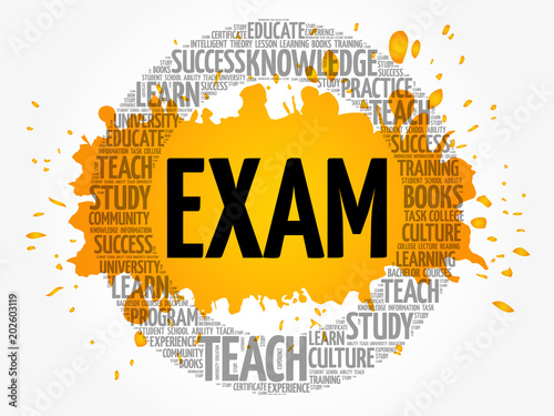 EXAM word cloud collage, education concept background