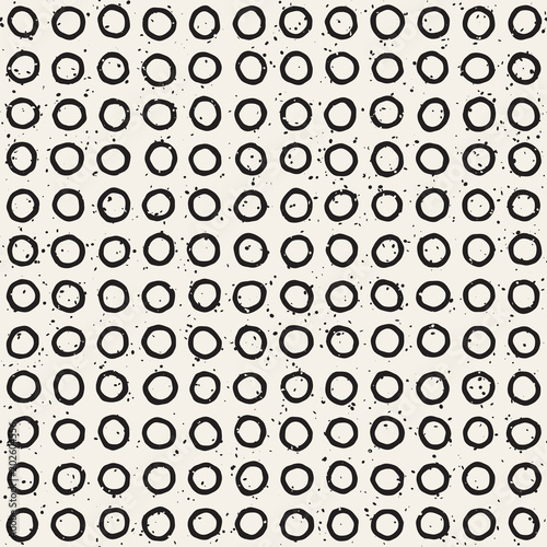 Hand drawn style ethnic seamless pattern. Abstract grungy geometric background in black and white.