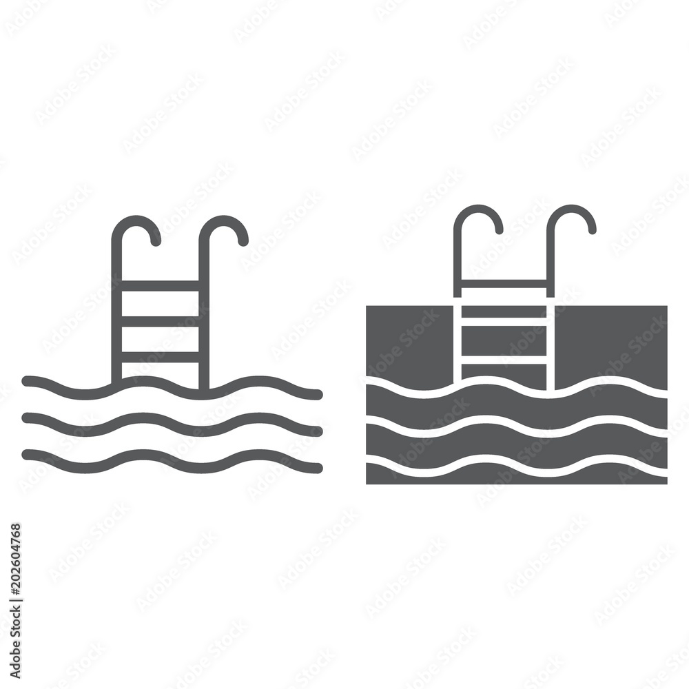 Swimming Pool line and glyph icon, diving Swimming Pool line and glyph icon, diving