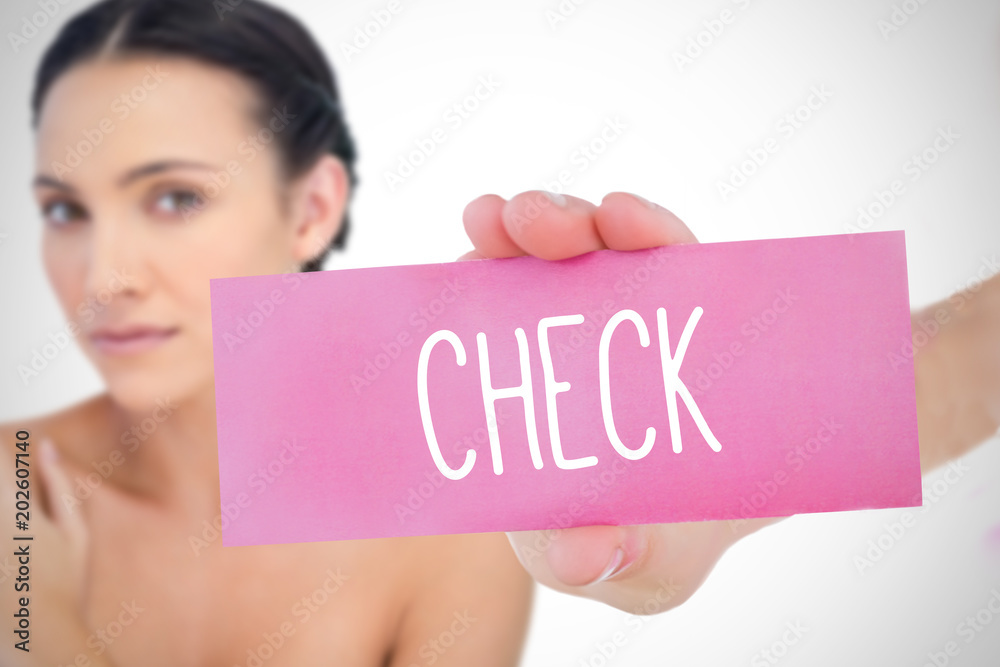 Composite image for breast cancer awareness with text on card