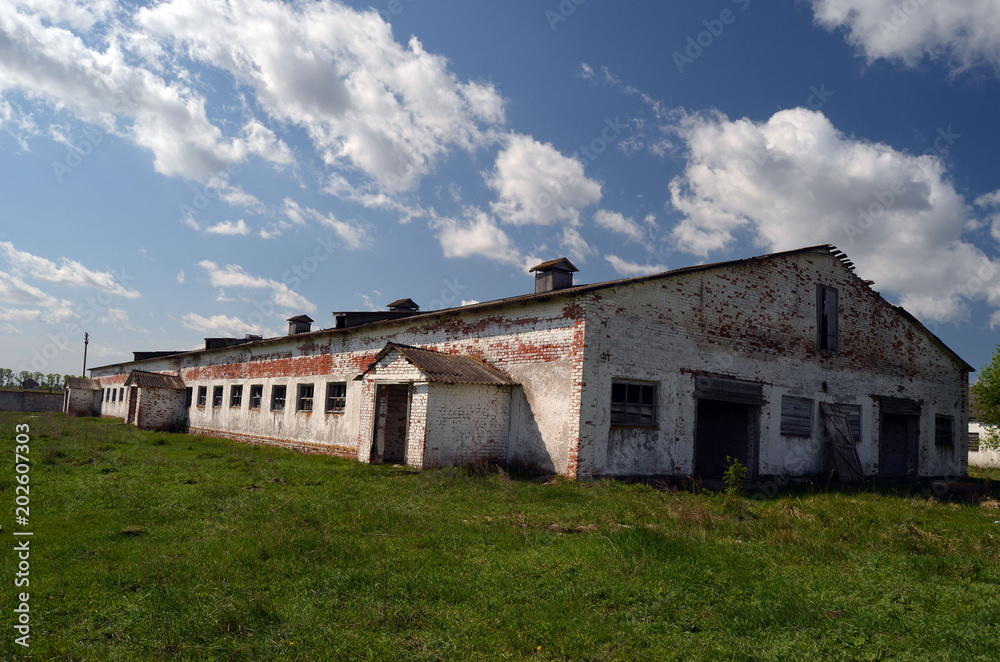One km. near Chernobyl area border. Abandoned huge milk farm.Kiev region. Ukraine One km. near Chernobyl area border. Abandoned huge milk farm.Kiev region. Ukraine
