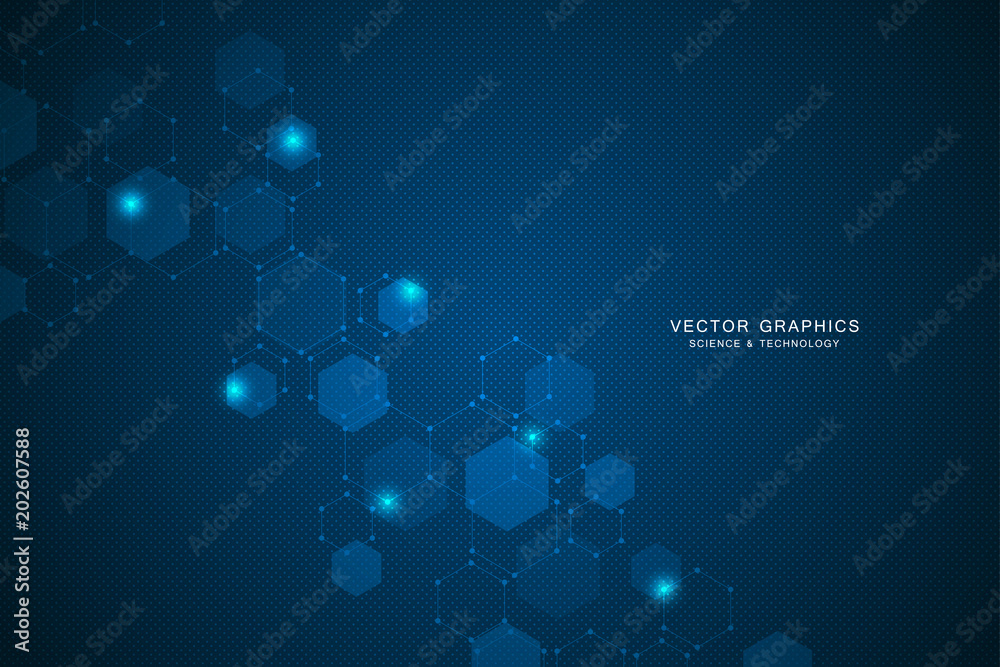 Science background with hexagons design. Geometric abstract background with molecular structure. Science background with hexagons design. Geometric abstract background with molecular structure.