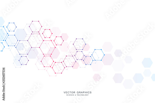 Medical background or science vector design. Molecular structure and chemical compounds. Geometric and polygonal abstract background