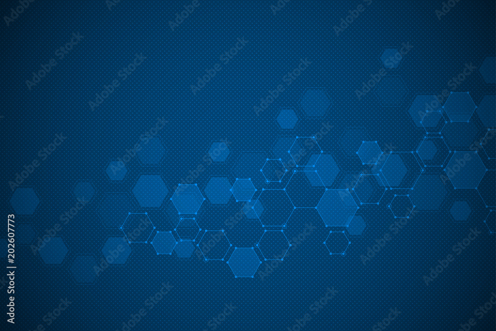 Science background with hexagons design. Geometric abstract background with molecular structure. Science background with hexagons design. Geometric abstract background with molecular structure.