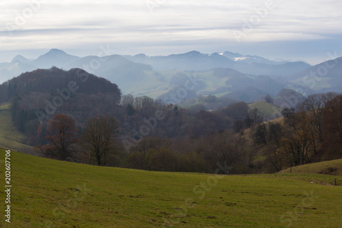 Autumn landscape in the Jura Mountains range