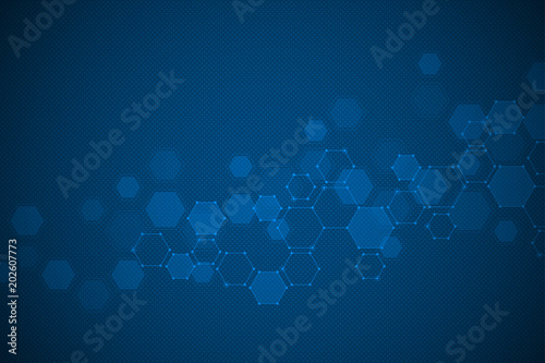 Science background with hexagons design. Geometric abstract background with molecular structure.