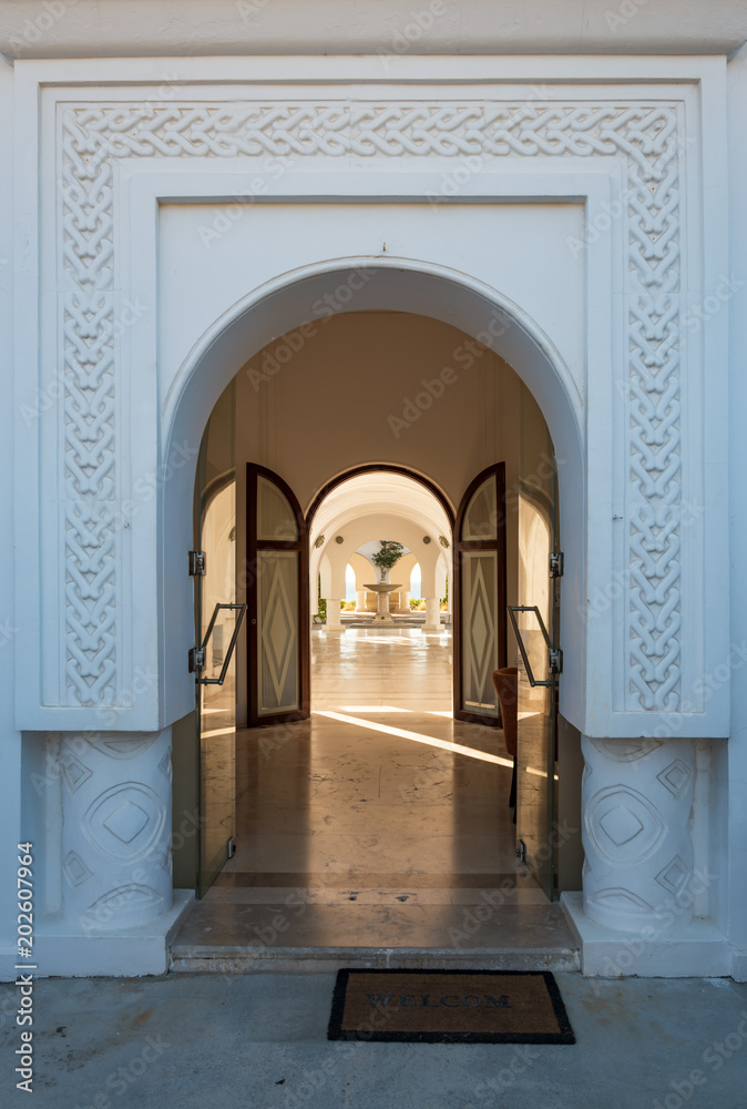 Entrance into rotunda in Kalithea (Rhodes, Greece)