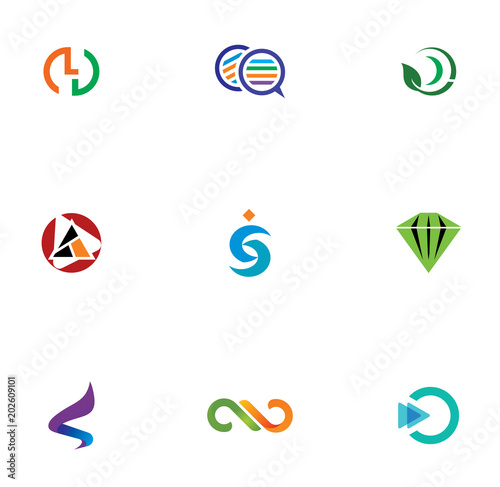 logo set design for element, geometric, website, and identity