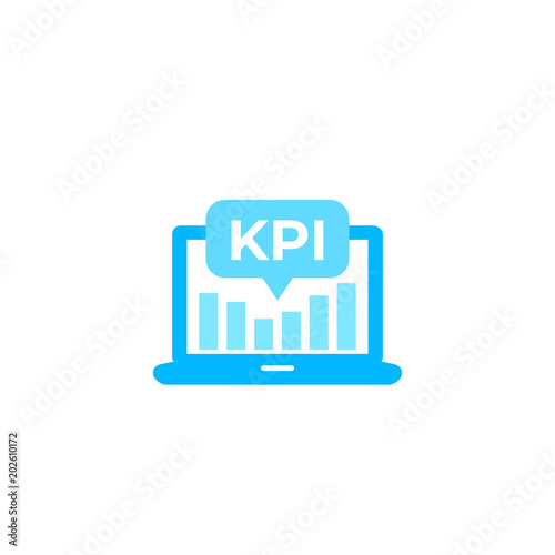 KPI vector icon with laptop and analytics