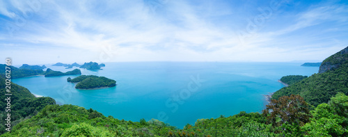 Panoramic view of island nature, forest mountain. Mu Koh Angthong Nationnal Park, Koh Samui Thailand