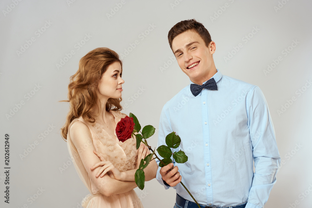 March 8 holiday man woman rose March 8 holiday man woman rose