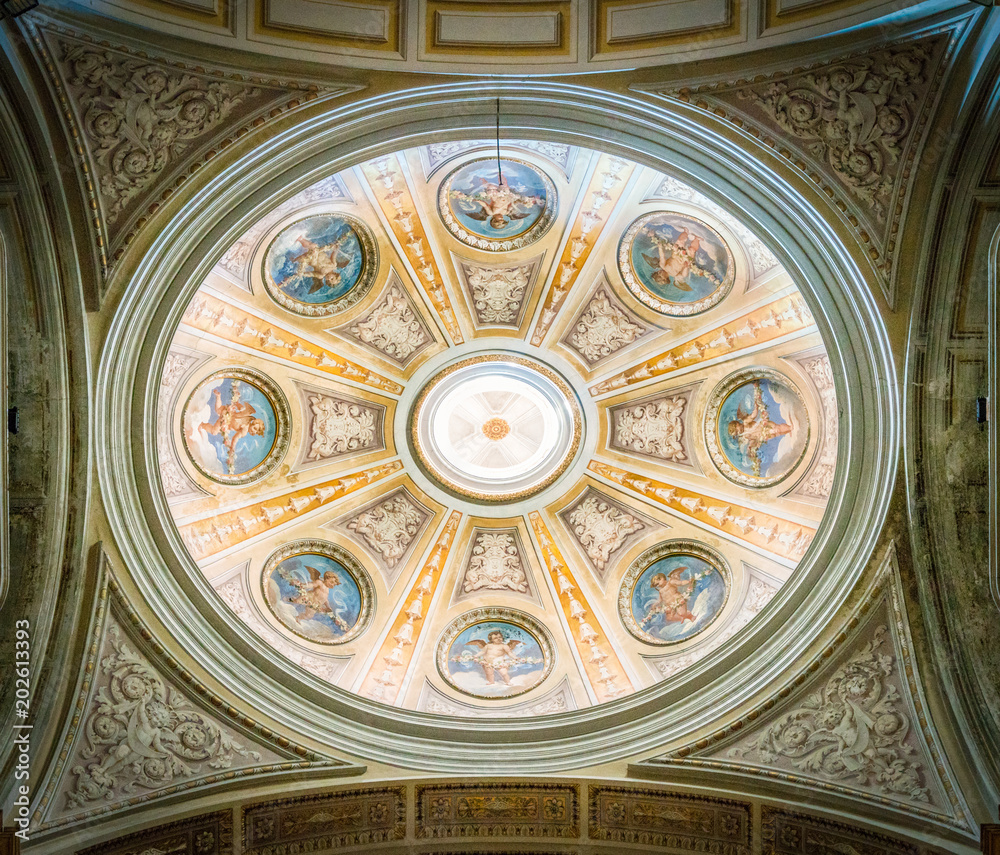 Dome in a side chapel in the Basilica of the Santi XII Apostoli, in Rome, Italy.