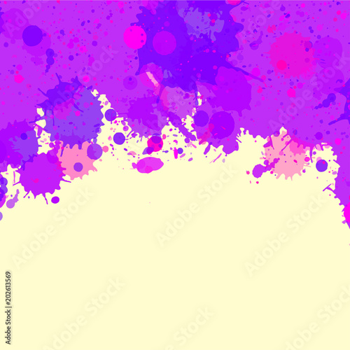 Purple watercolor paint splashes frame