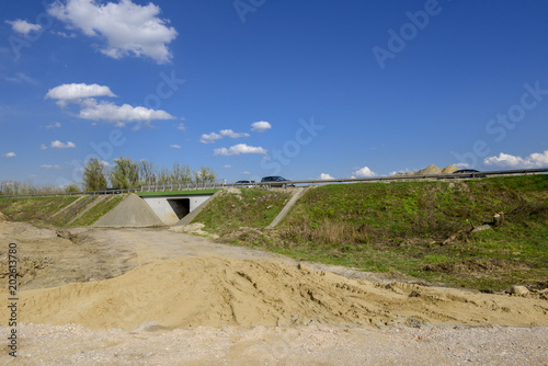 Construction site of a new highway in G  ra Kalwaria