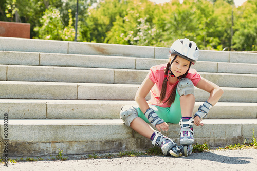 Little girl in roller skates 