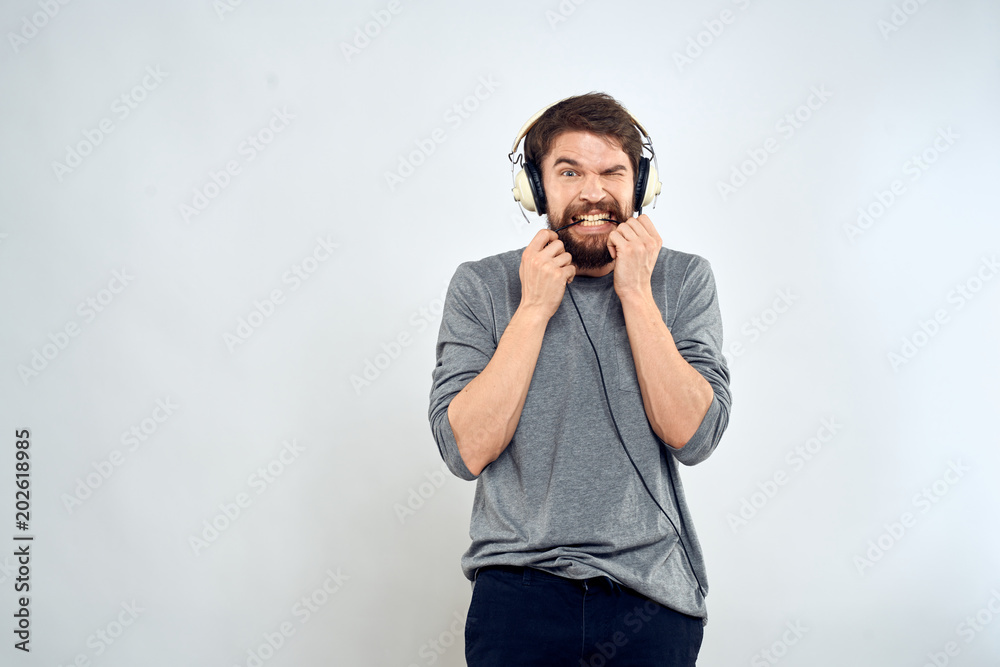 impulsive man in headphones impulsive man in headphones