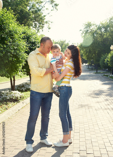 outdoor portrait of a happy family