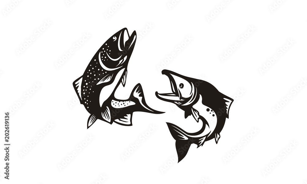 Jumping Salmon Silhouette