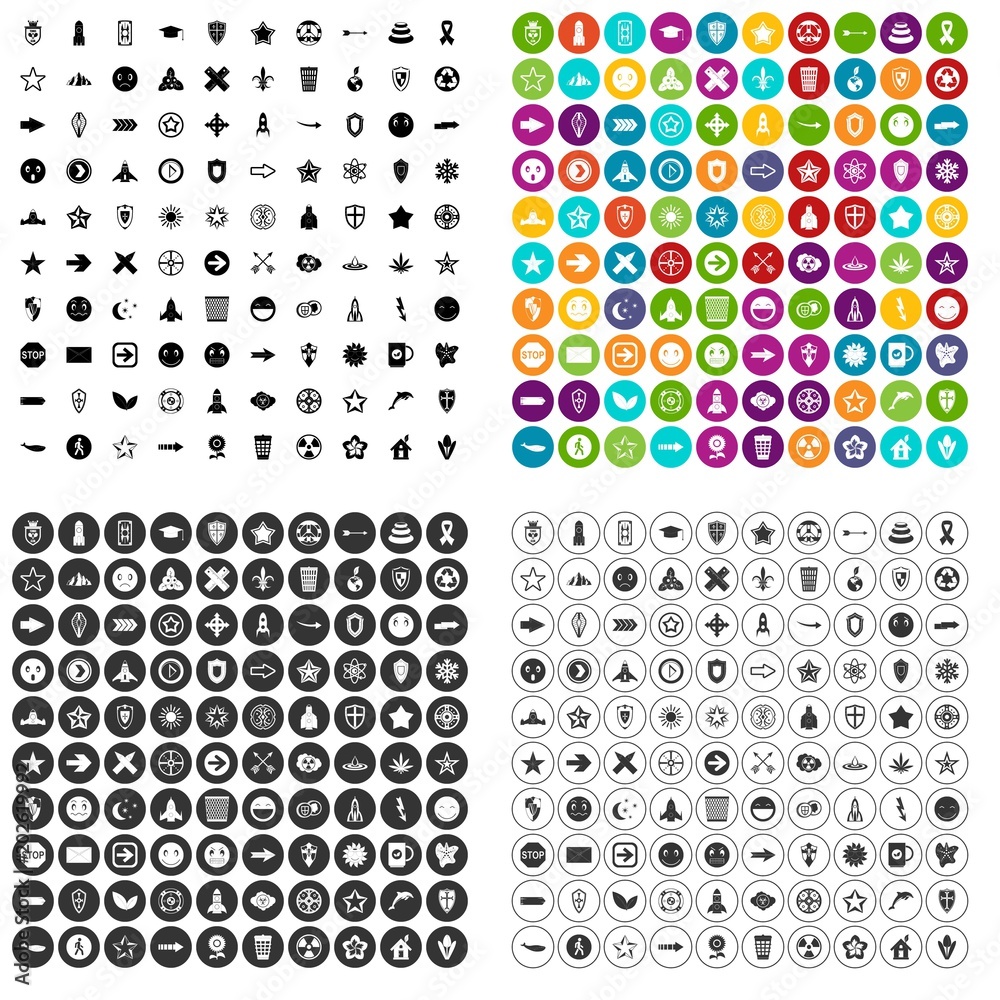 100 logotype icons set vector in 4 variant for any web design isolated on white