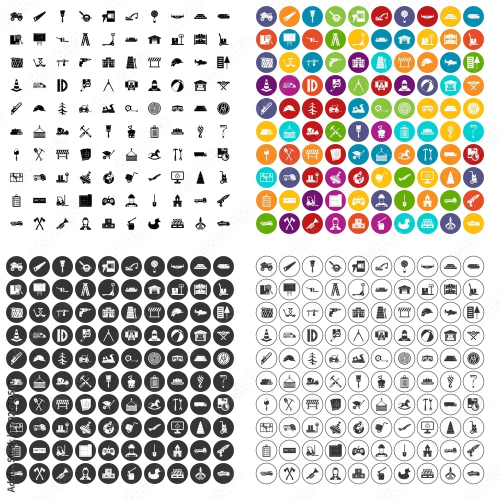 100 lorry icons set vector in 4 variant for any web design isolated on white