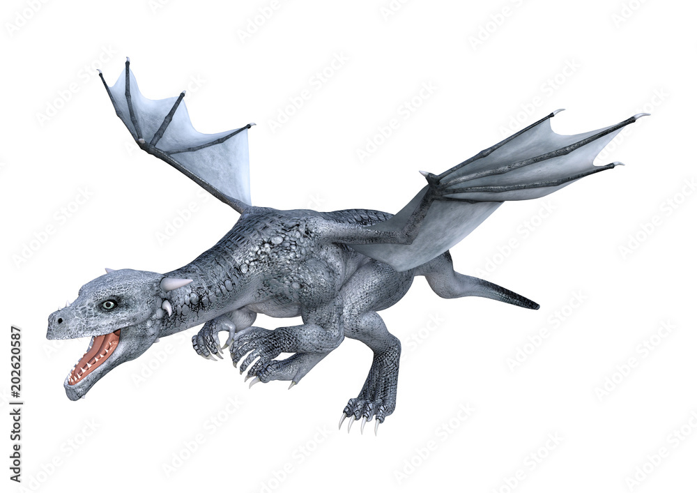 3D Rendering Fantasy Dragon Whelp on White 3D Rendering Fantasy Dragon Whelp on White