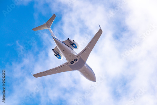 Buisness jet in the blue sky

