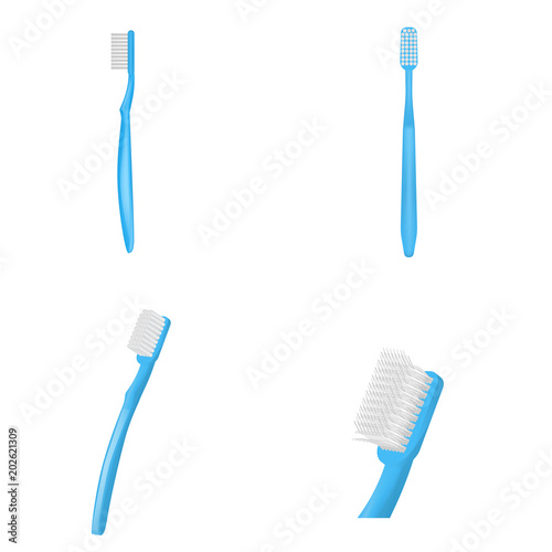 Toothbrush icons set. Realistic illustration of 4 toothbrush vector icons for web