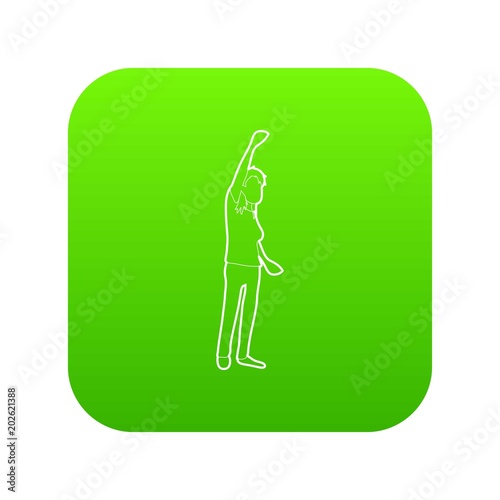 Woman protest on the street icon green vector isolated on white background