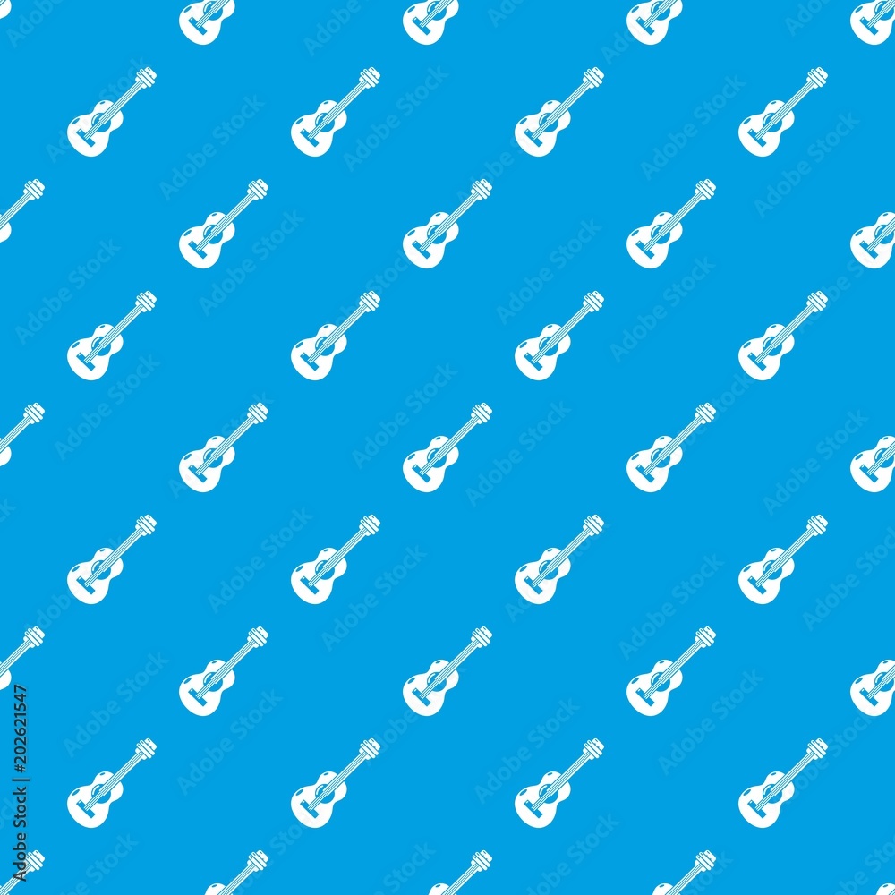 Guitar pattern vector seamless blue repeat for any use