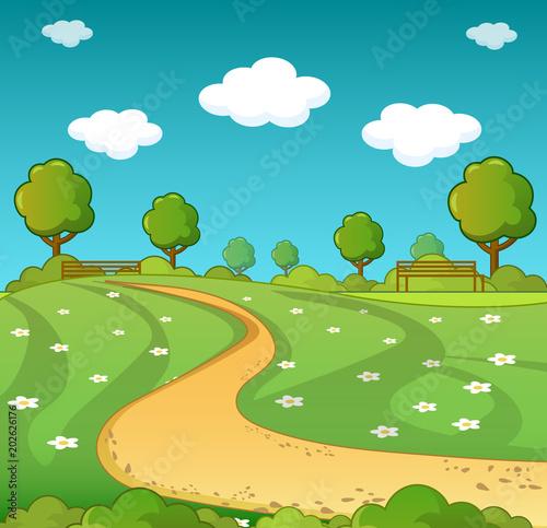 Landscape concept. Cartoon illustration of landscape vector concept for web