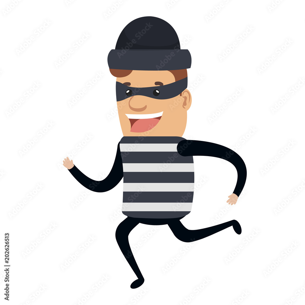 thief bad running avatar character vector illustration design