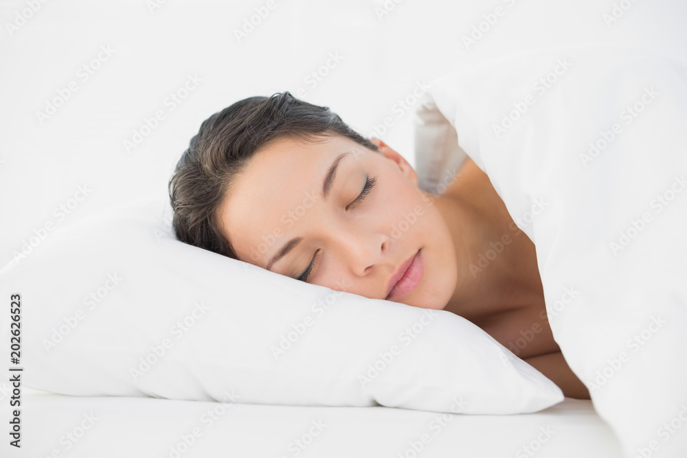 Pretty casual brunette sleeping in her bed Pretty casual brunette sleeping in her bed
