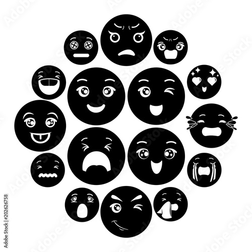 Smiles icons set. Simple illustration of 16 smiles vector icons for web