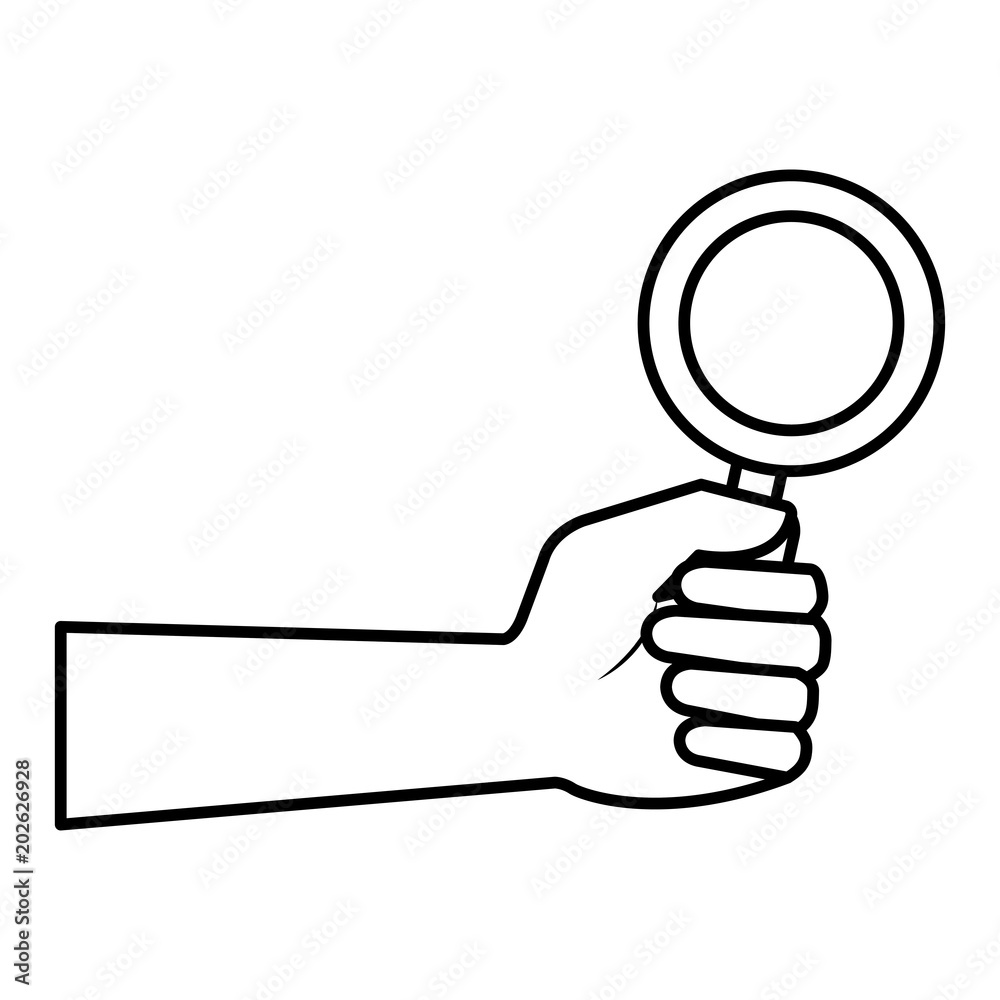 hand human with magnifying glass isolated icon vector illustration design hand human with magnifying glass isolated icon vector illustration design