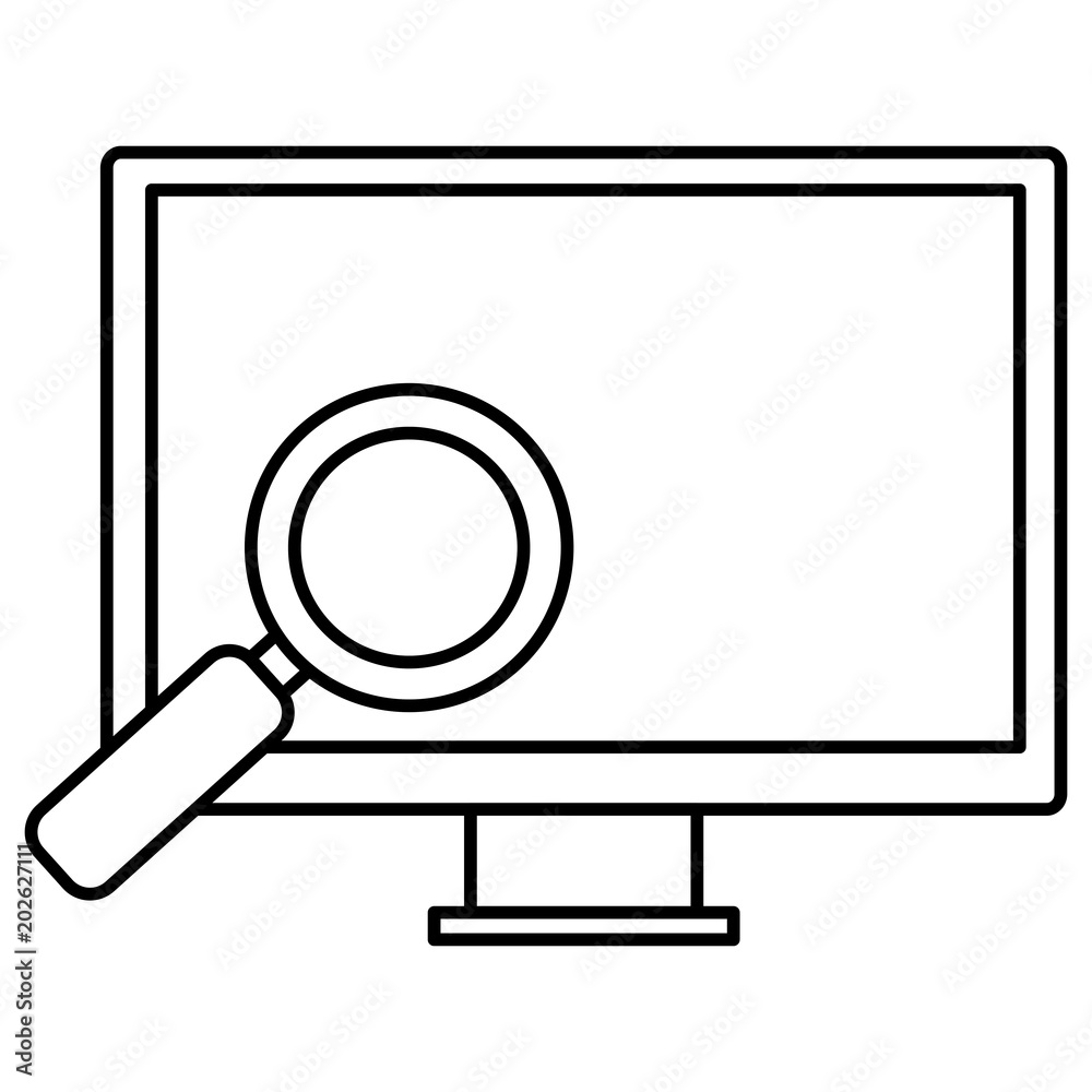 computer display with magnifying glass vector illustration design computer display with magnifying glass vector illustration design