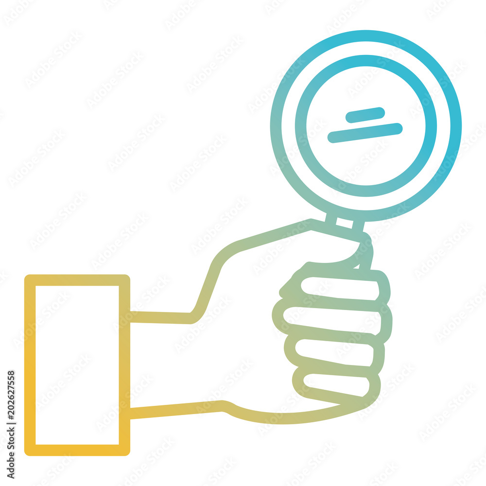 hand human with magnifying glass isolated icon vector illustration design