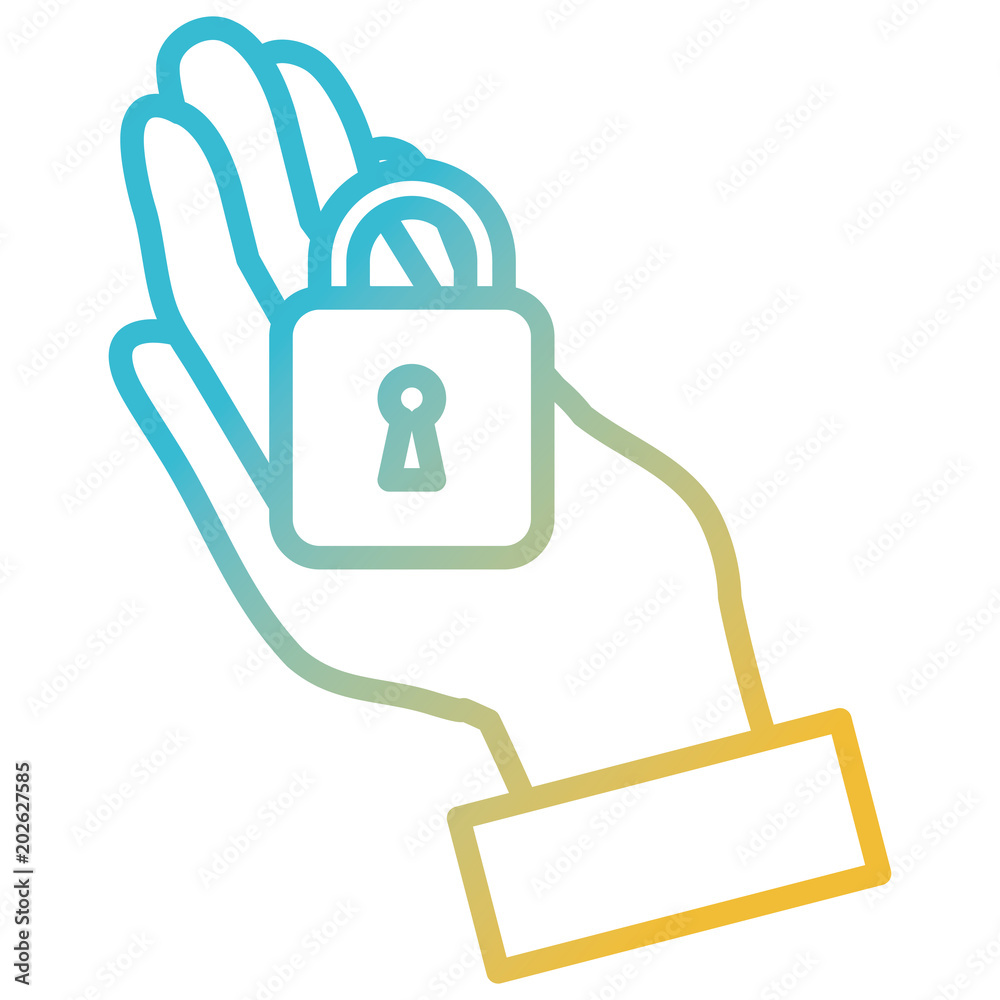 hand with safe secure padlock icon vector illustration design hand with safe secure padlock icon vector illustration design