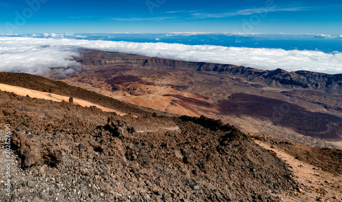 View from top of Mount Teide, Tenerife, into the caldera