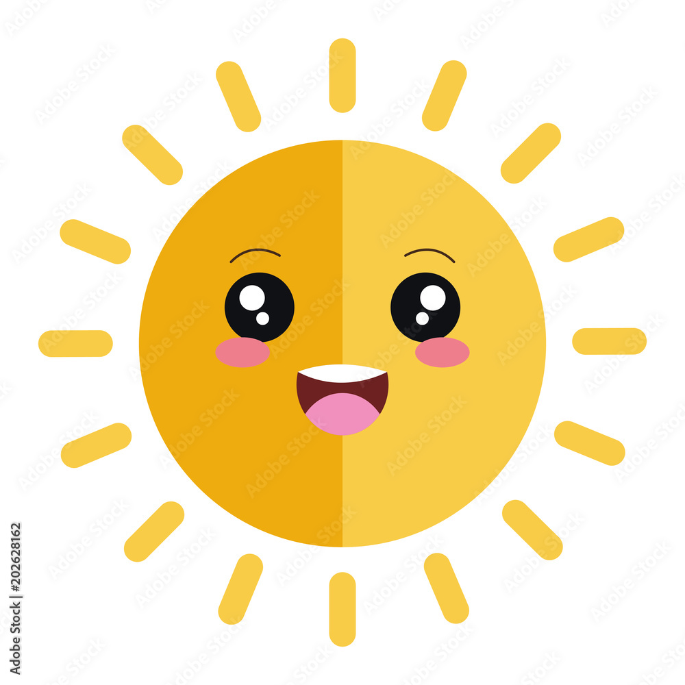 summer sun kawaii character vector illustration design