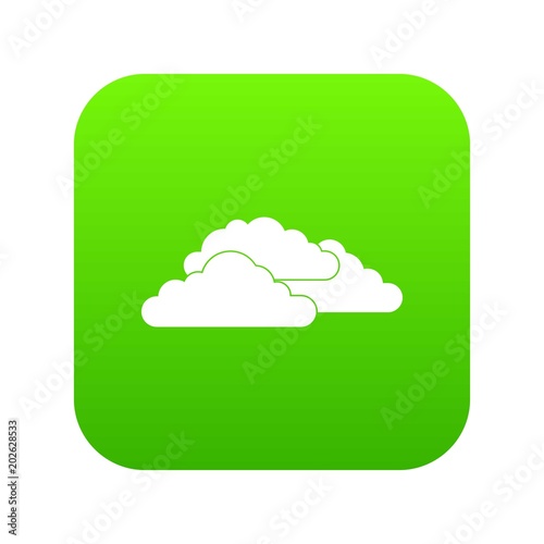 Clouds icon digital green for any design isolated on white vector illustration