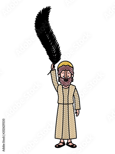 apostle of Jesus with palm leaf character vector illustration design