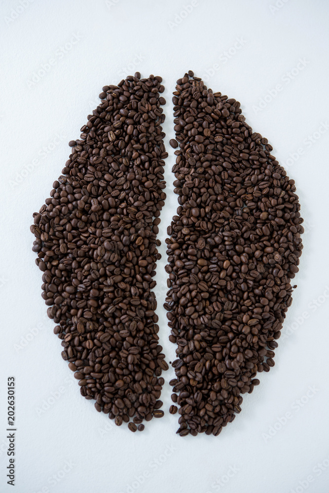 Coffee beans forming coffee bean shape