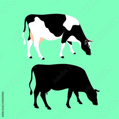 cow vector illustration flat style black silhouette