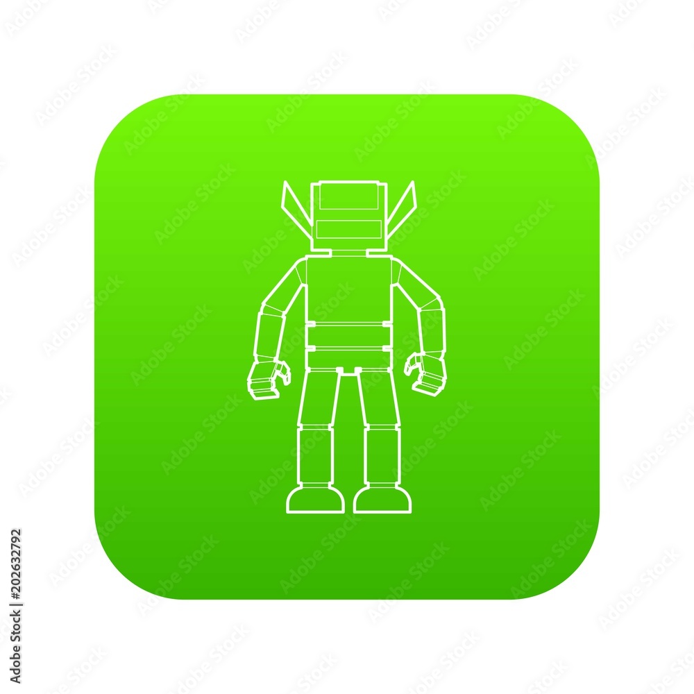 Humanoid robot icon green vector isolated on white background Humanoid robot icon green vector isolated on white background