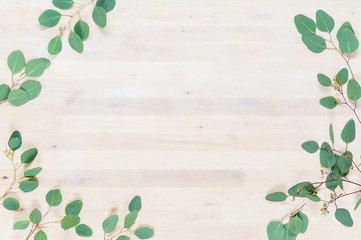 wooden board with leaves