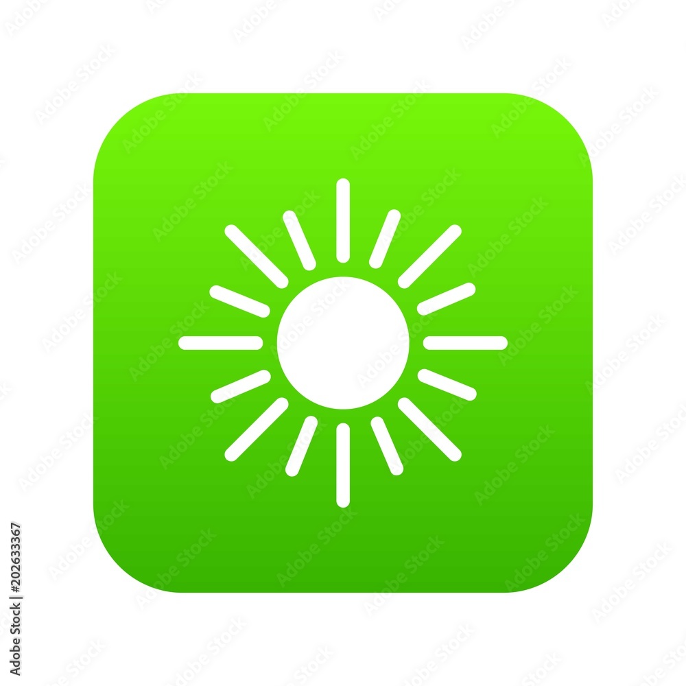 Sun icon digital green for any design isolated on white vector illustration