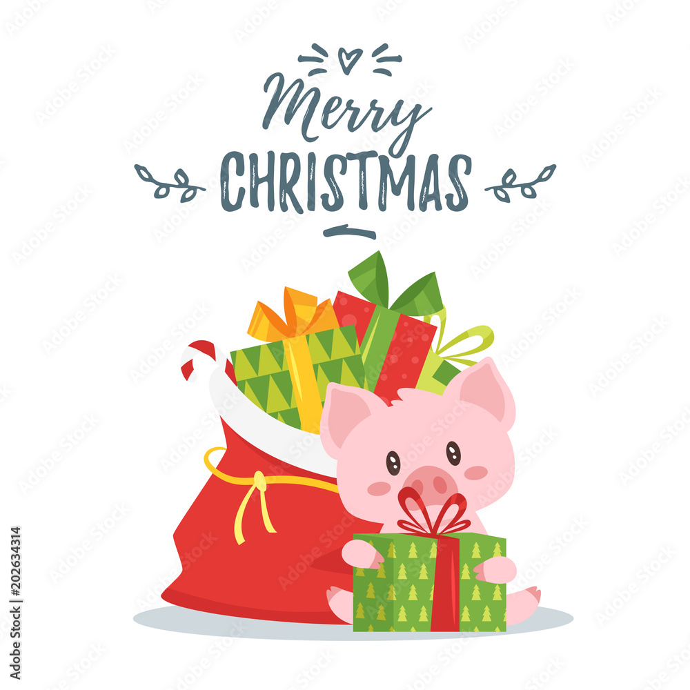 Naklejka premium 2019 New yea, Christmas greeting card