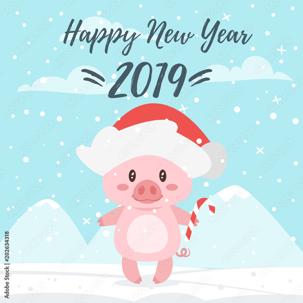 2019 New yea, Christmas greeting card 2019 New yea, Christmas greeting card