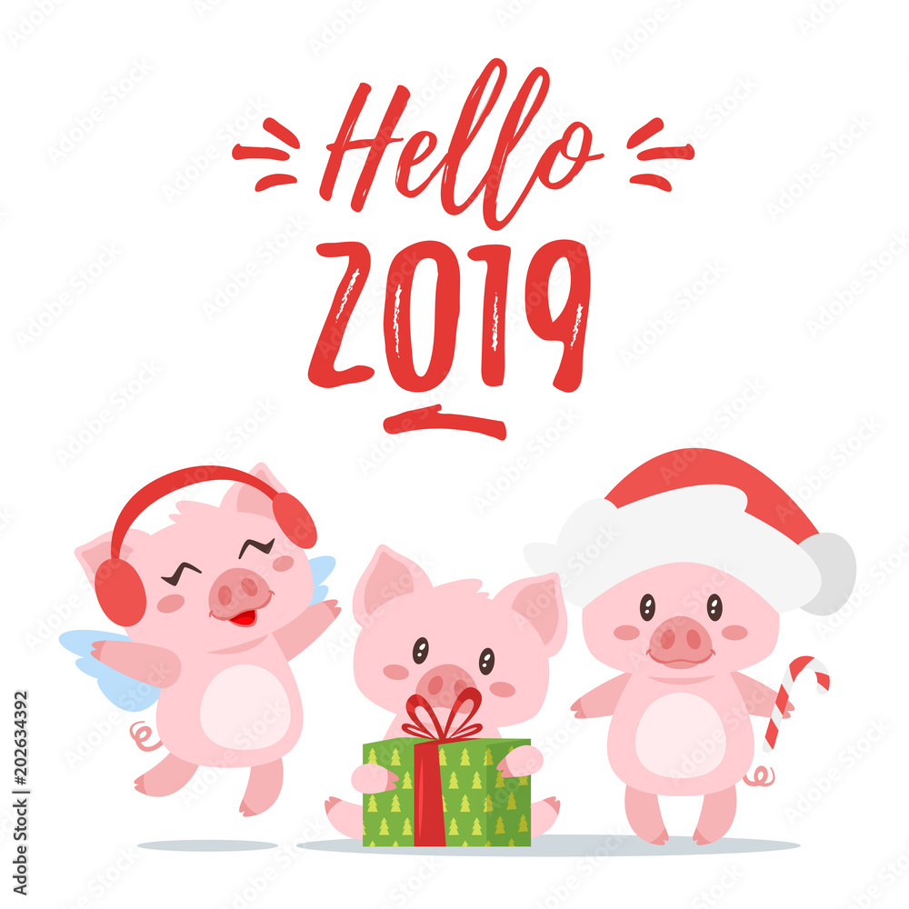 2019 New yea, Christmas greeting card 2019 New yea, Christmas greeting card